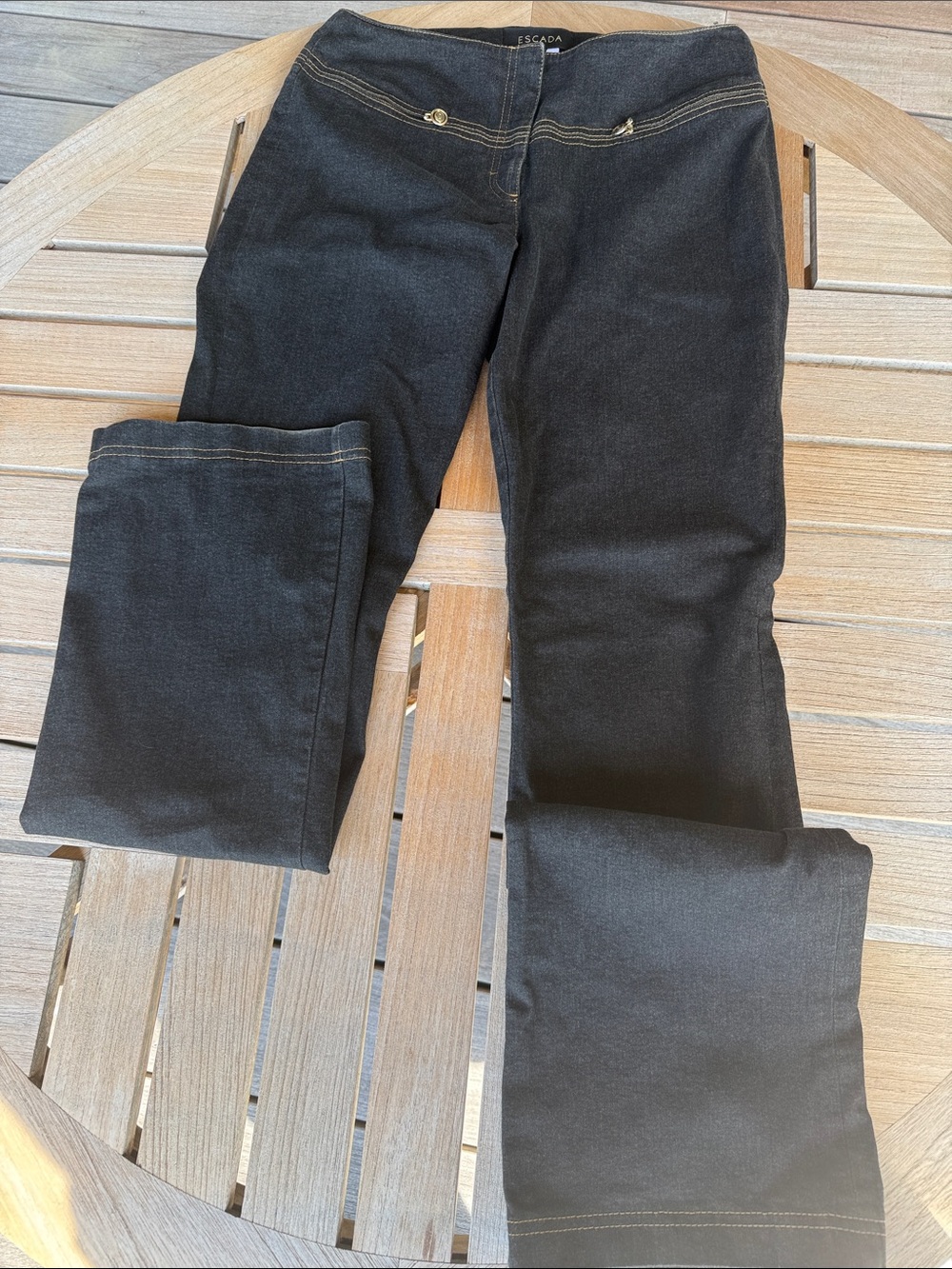 Escada Women's Black Straight-Leg Jeans with Contrast Stitching
